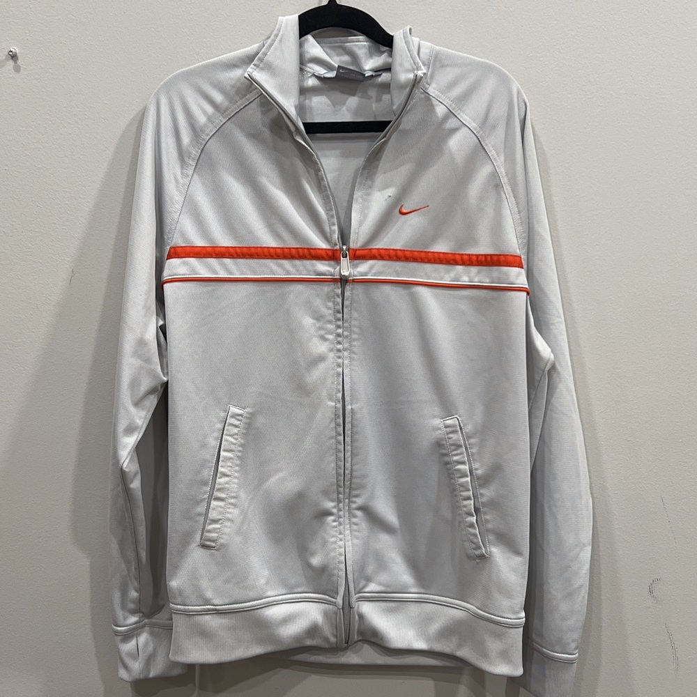 Nike Grey Jacket with Orange Detailing. Size: Large